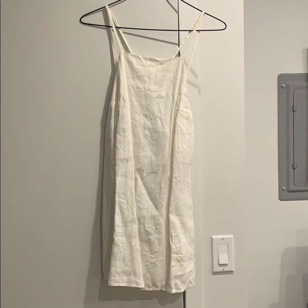 White linen reformation mini dress